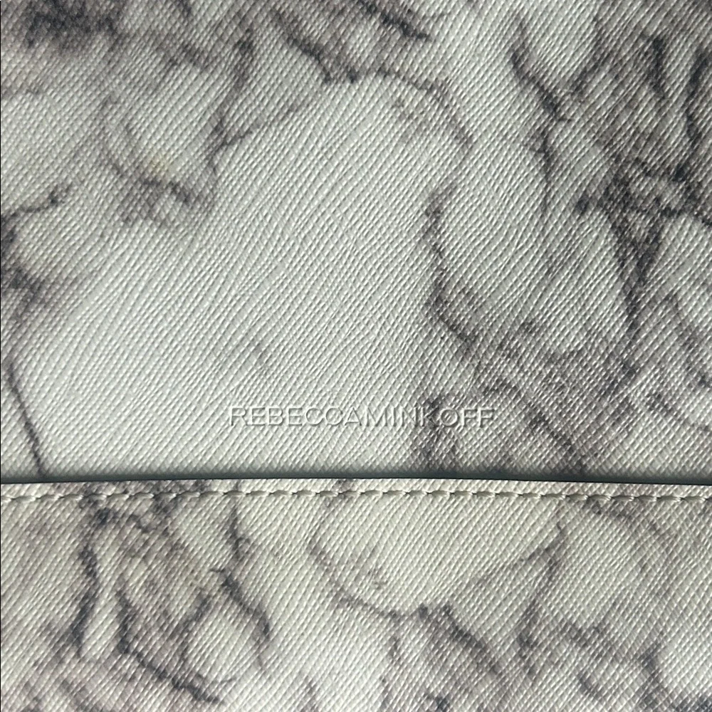 Rebecca Minkoff Leo Leather Marble Grey Envelope Clutch
